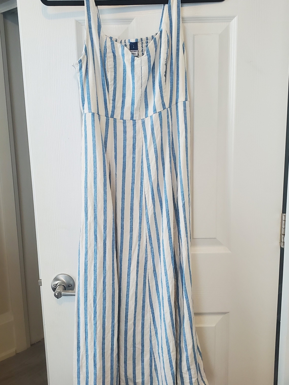 Old Navy Blue and White Striped Cotton Midi Dress